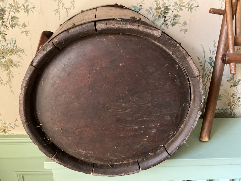 Image for Antique Wooden Bucket and Folding Chair