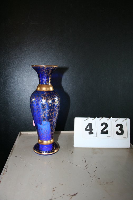 Image for Vintage Murano Cobalt and Gold Vase 10