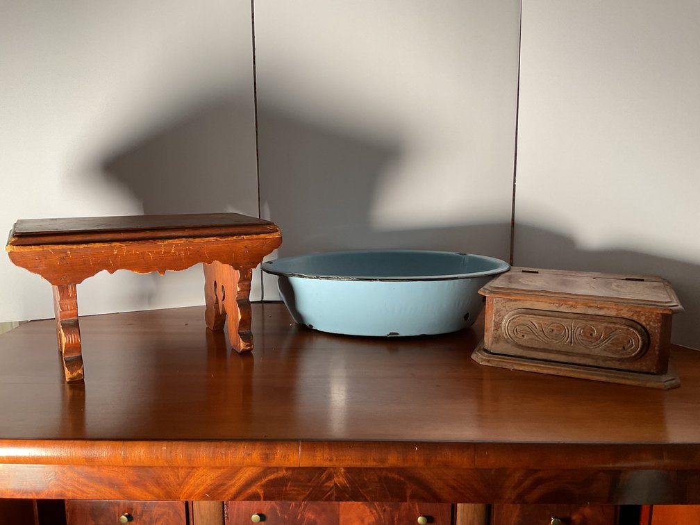 Image for Antique Stool, Glove Box, & Wash Basin