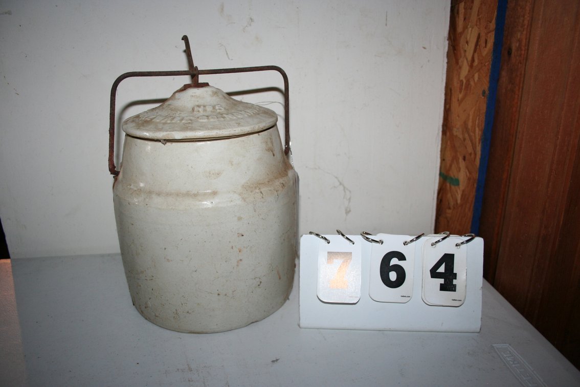 Image for Vintage Locking Stoneware Crock, Glazed