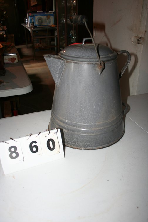 Image for Antique Large Enamel Coffee Pot 13