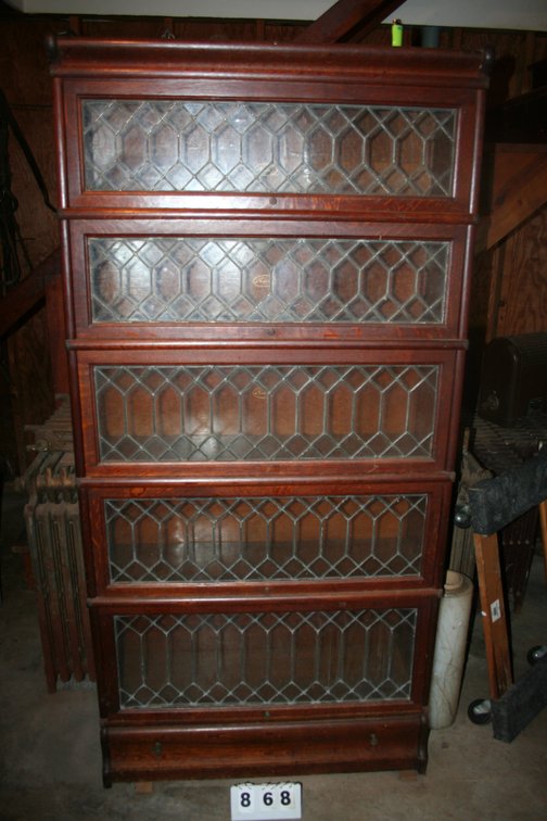 Image for Vintage Leaded Glass Barrister Bookcase Oak
