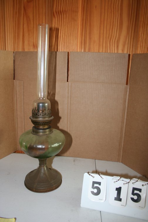 Image for Rare Green Glass Oil Lamp