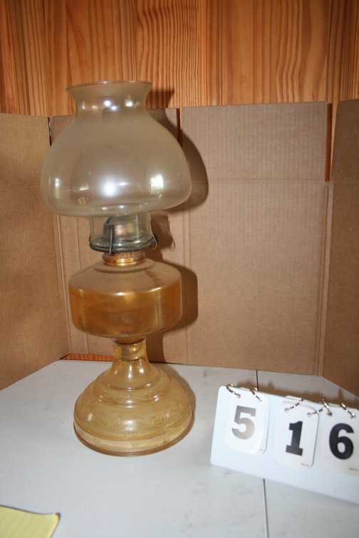 Image for Rare Amber Glass Oil Lamp