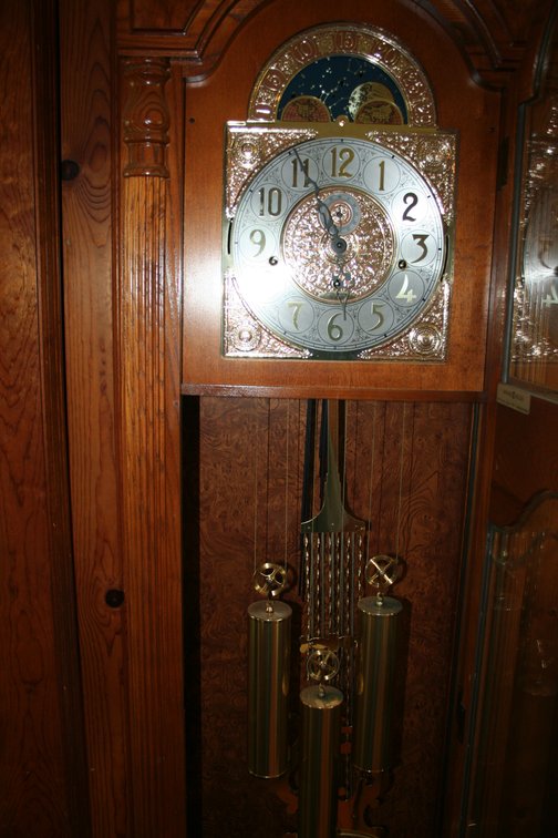 Image for Howard Miller Grandfather Clock Oak Case (Working)