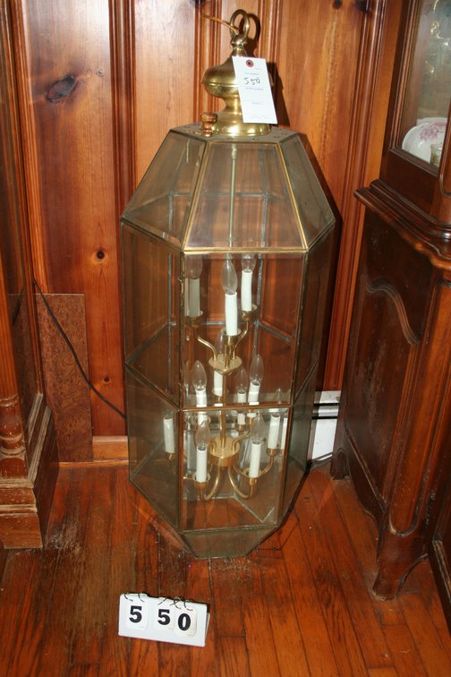 Image for Brass & Beveled Glass Chandelier 46