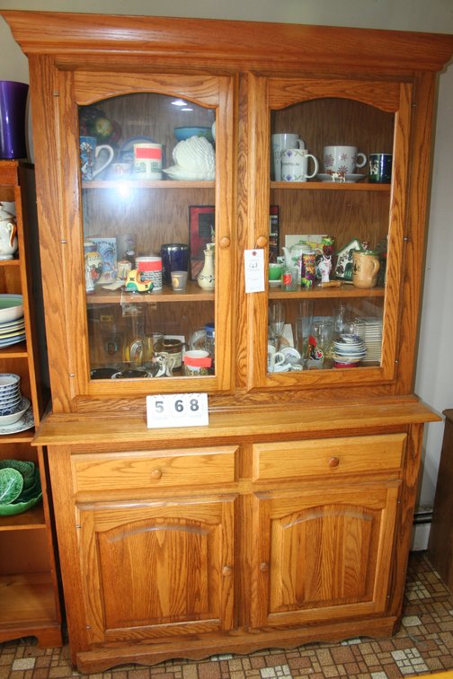 Image for Vintage Oak Glass Front Cabinet 48