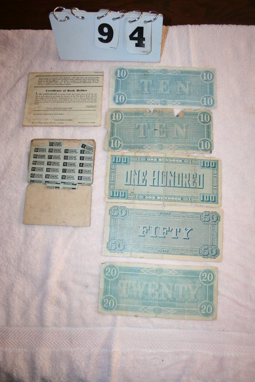 Image for Confederate Bills  /  War Ration Book & Stamps