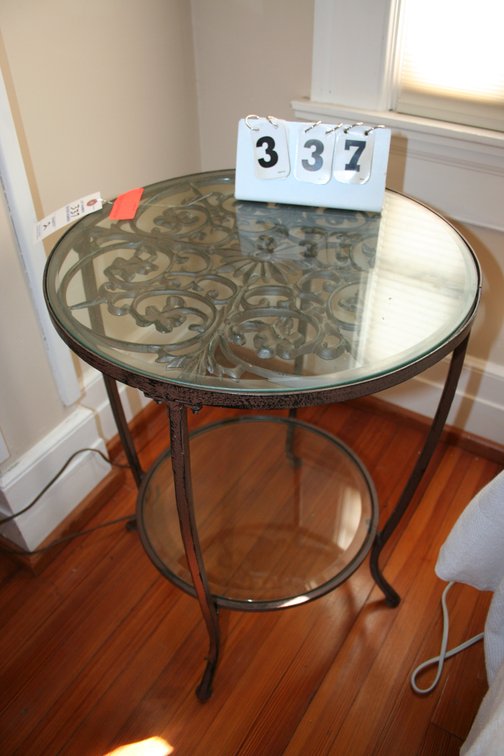 Image for Pair Wrought Iron and Glass Tables