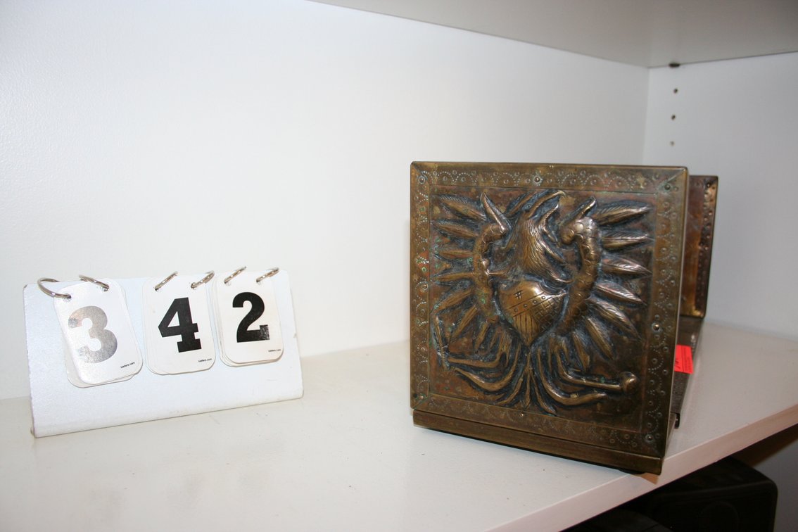 Image for Antique German Repousse Brass Bookends