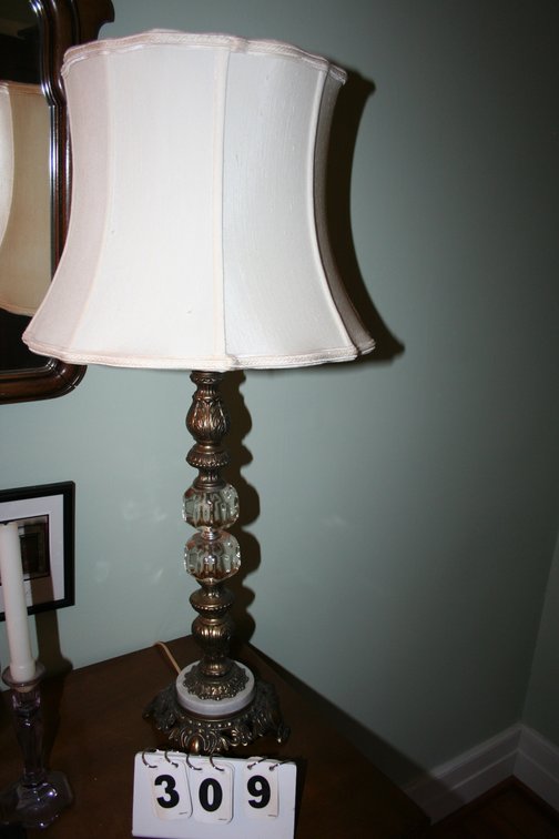 Image for Vintage Leviton Mid Century Brass & Glass Lamps  (2)