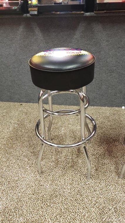Las Vegas Bar Stool, Chrome Base, Black Vinyl Seat