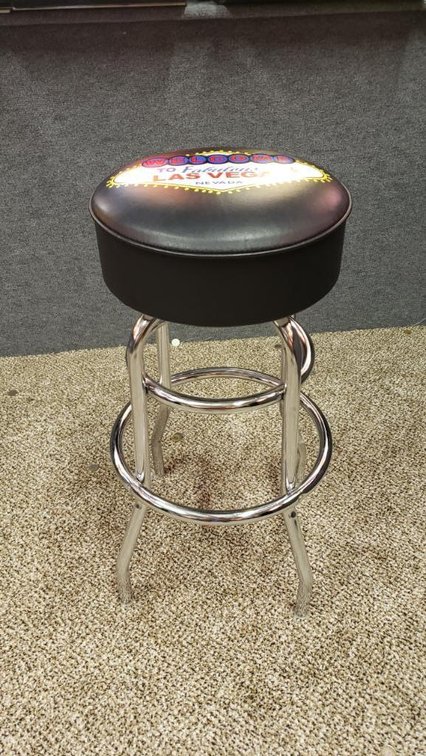 Las Vegas Bar Stool, Chrome Base, Black Vinyl Seat