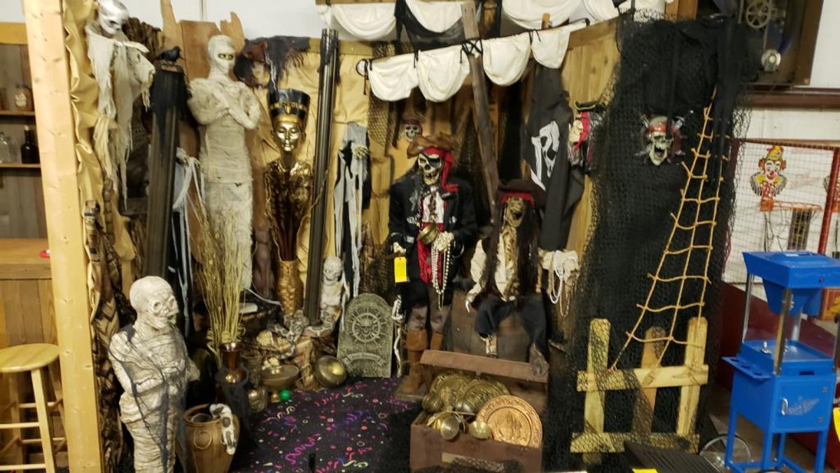Entire Pirate and Mummy Scene Including Chest of Treasures and All Figures