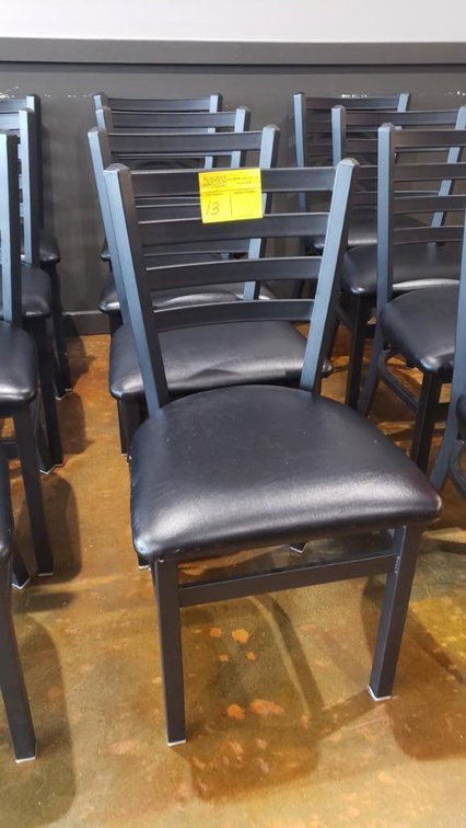 (4) Black Metal Chair with Black Vinyl Coushioned Seat