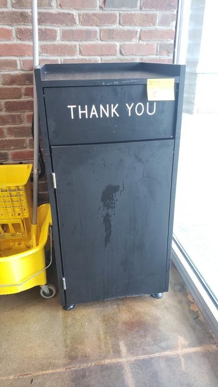 Wooden "Thank You" Trash Can