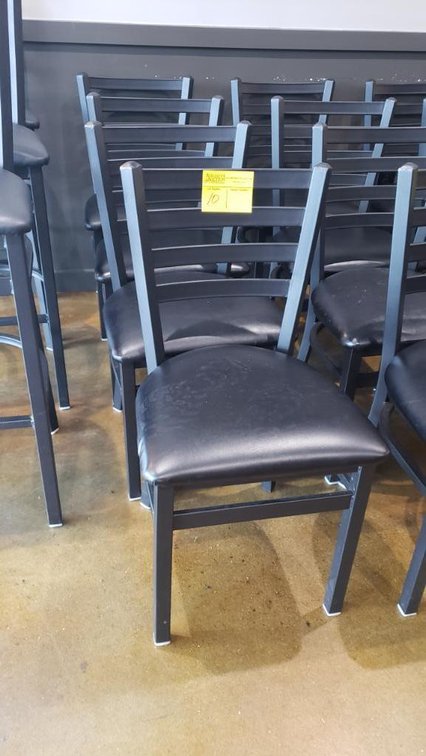 (4) Black Metal Chair with Black Vinyl Coushioned Seat