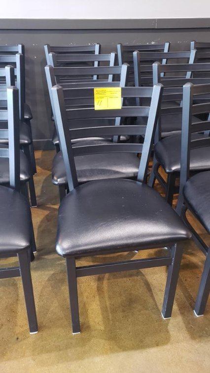 (4) Black Metal Chair with Black Vinyl Coushioned Seat
