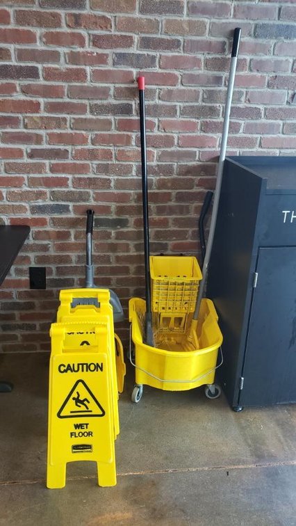 Mop Bucket and Supplies Including Supplies in Mop Sink