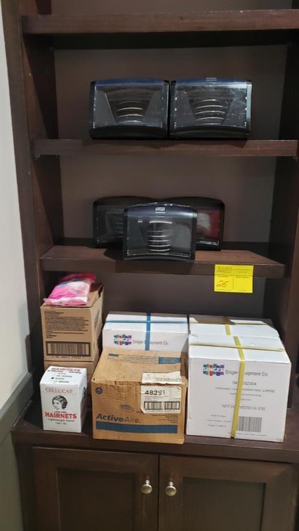 Assortment of Napkin Holders, Gloves, and Hair Nets