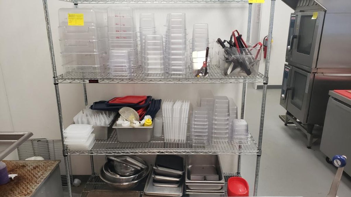 Assortment of Plastic Containers, Plastic Utensils, Bowls, Pans, and Lids