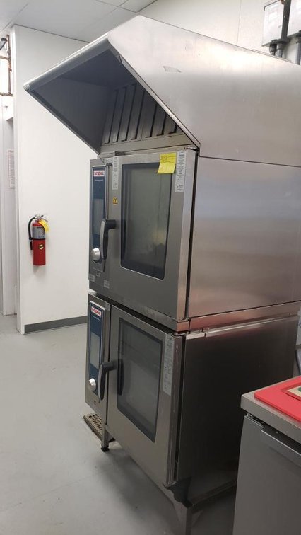 Duel Stack Rational Self Cooking Center XS Ovens, Models SCC WE 61 plus UV 61 Condensation Hood