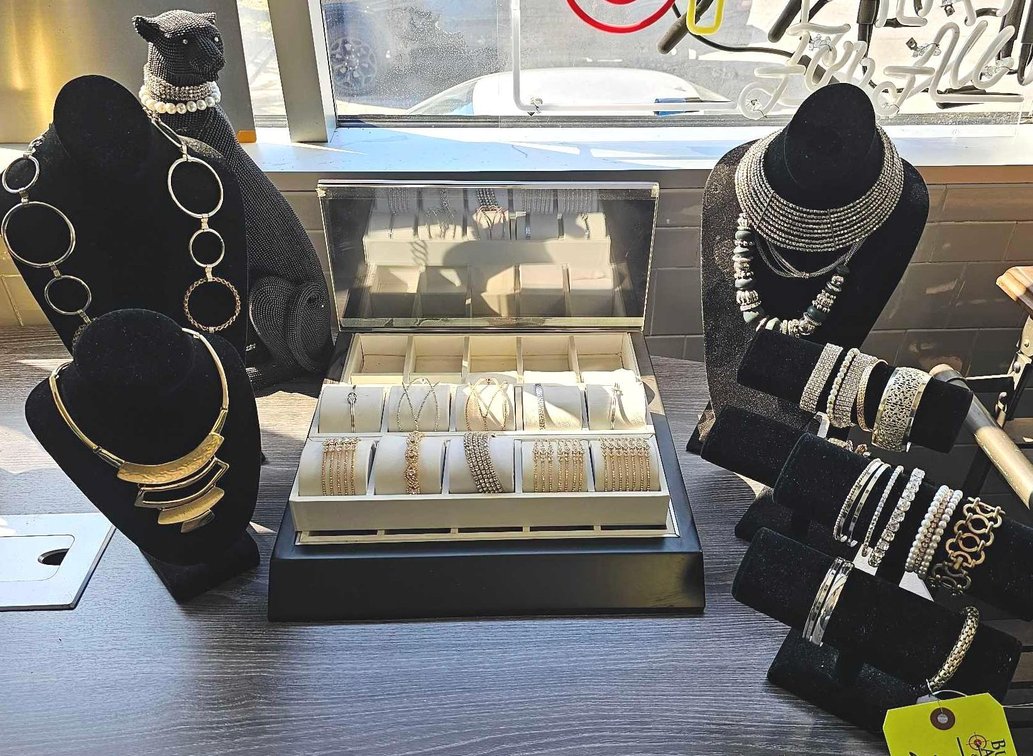 Assorted Necklaces and Bracelets with Displays and Storage+