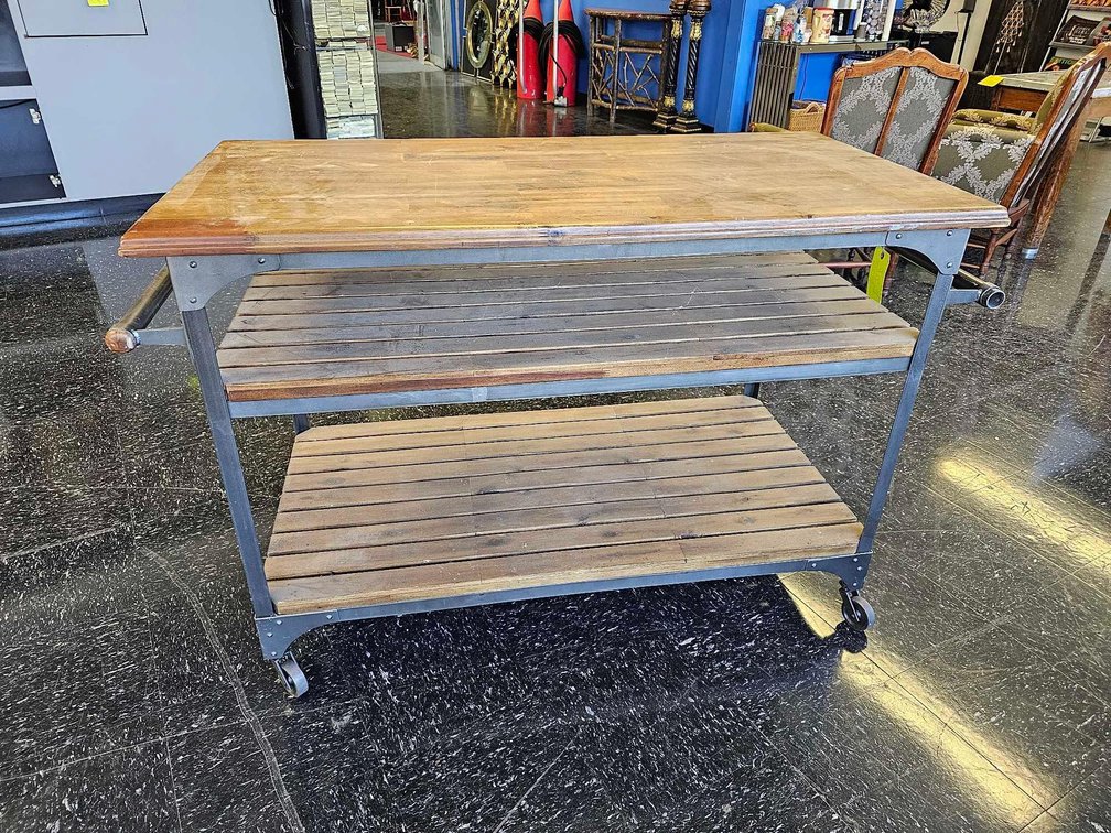 Rolling Kitchen Cart - 35"H x 54"W (handle to handle) x 26"D