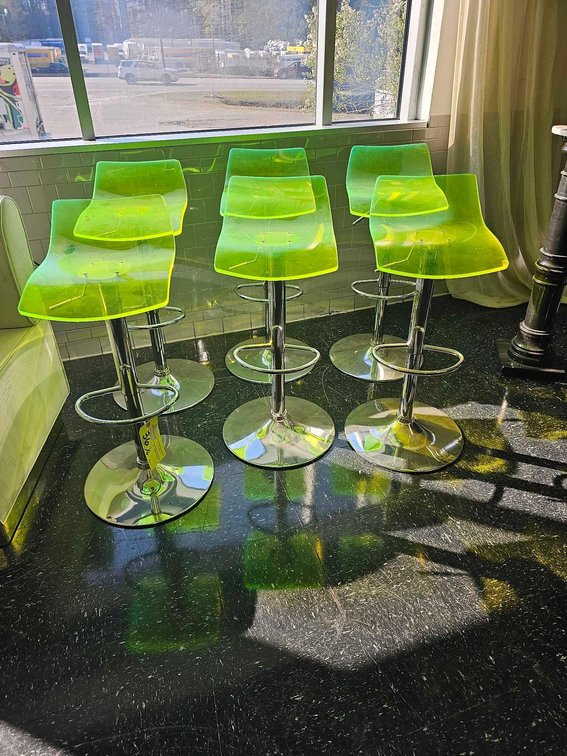 (6) Acrylic Neon Chrome Bar Stools