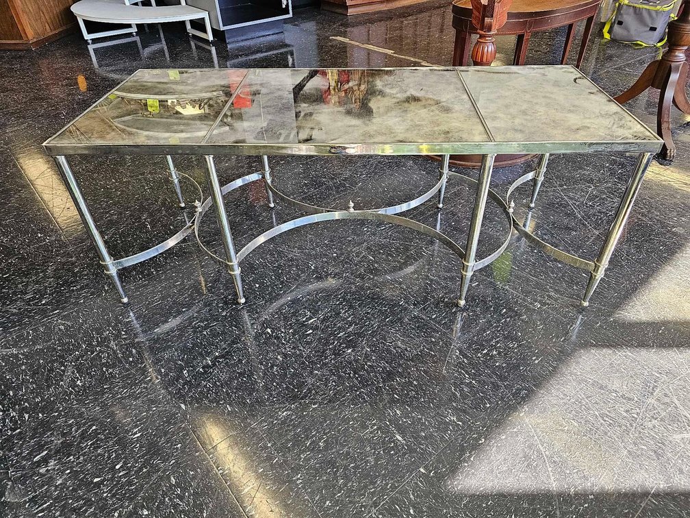 Metal Frame Mirrored Coffee Table 18-3/4"t x 21" x 50l"