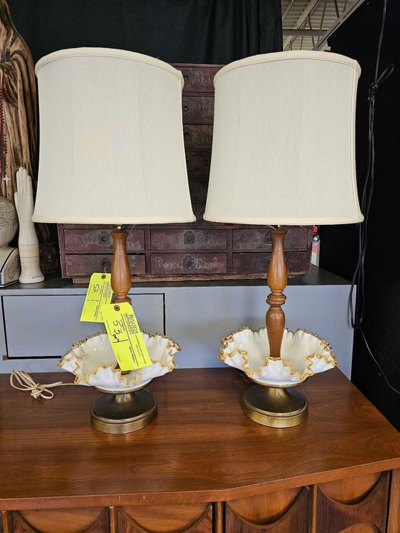 Pair of Scalloped Table Lamps