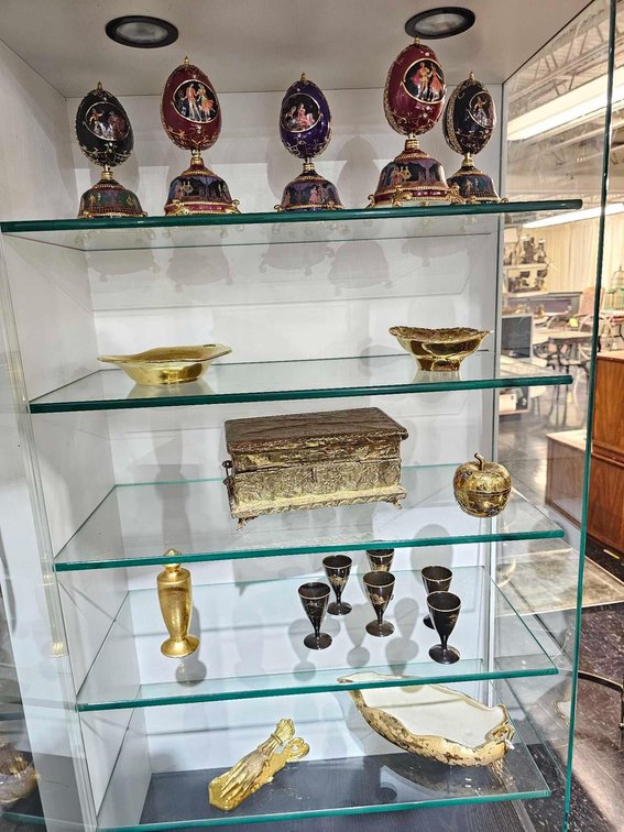 Faux Faberge Eggs, Sake Cups, and Assorted Decor