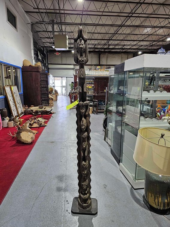 Carved African Tribal Totem 79" tall