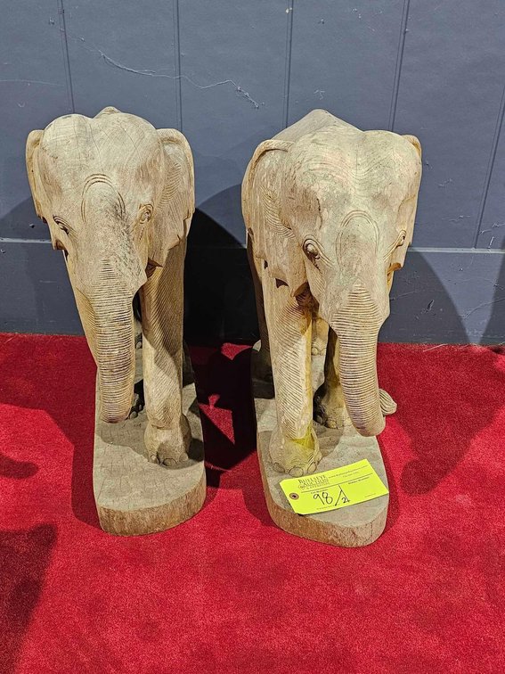 Pair of Elephant Statues D: 24"tall x 21l