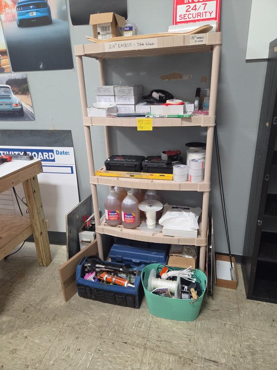 Plastic Shelving Unit & Misc. Supplies