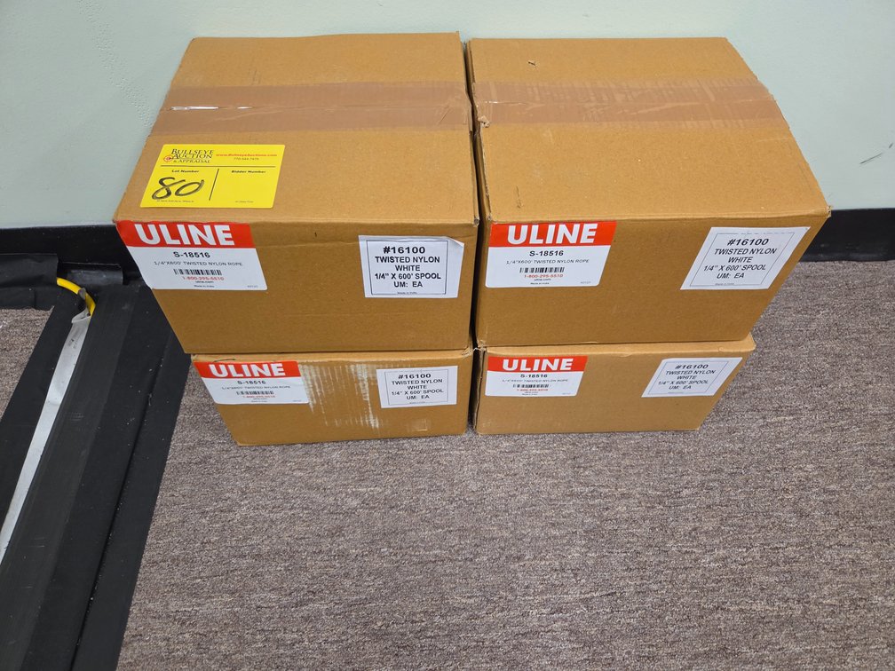 (4) Uline Twisted Nylon Rope Spools