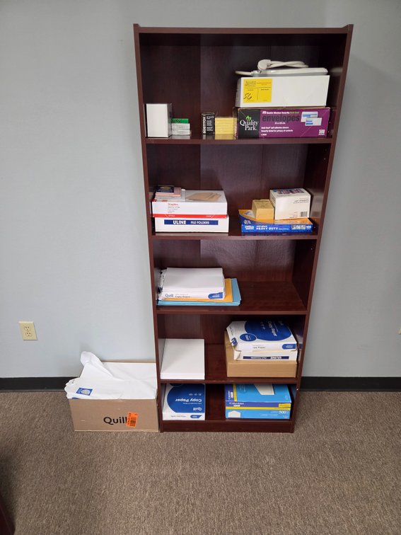 Bookcase & Assorted Supplies