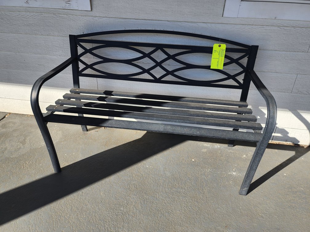 Metal Outdoor Bench, Approx. 50" W