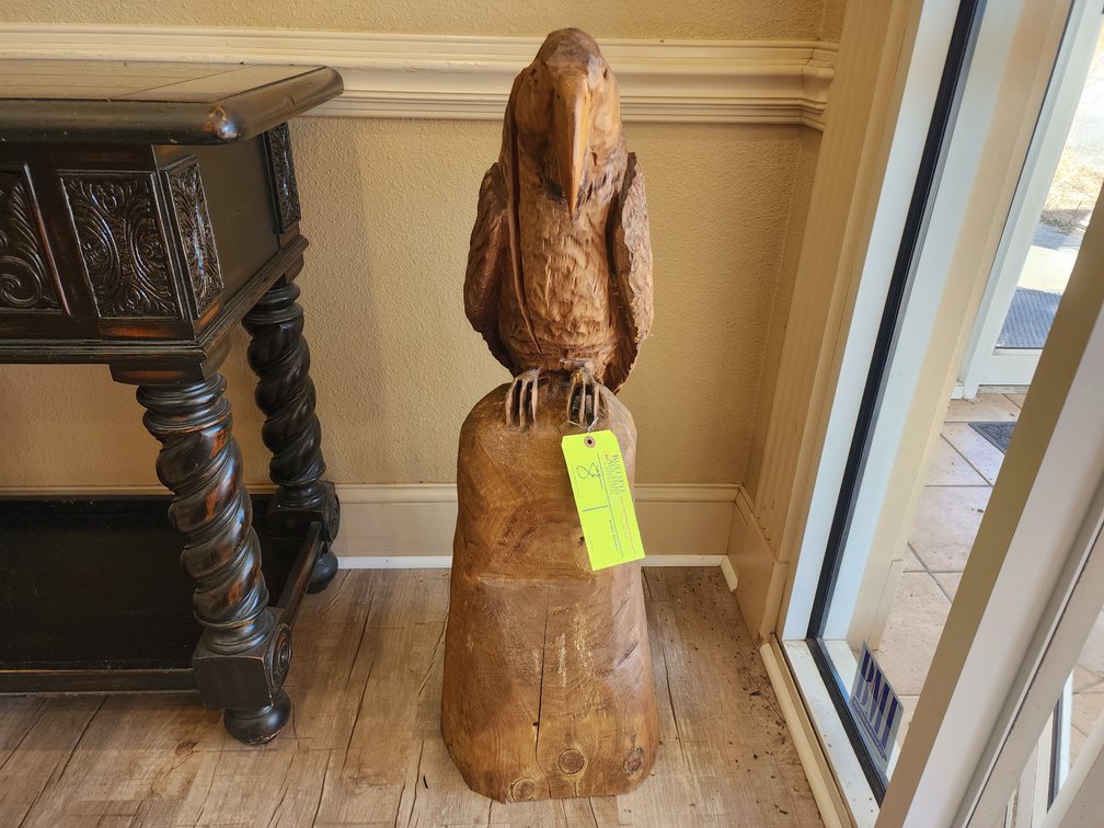 Carved Wooden Parrot, Approx. 39" T