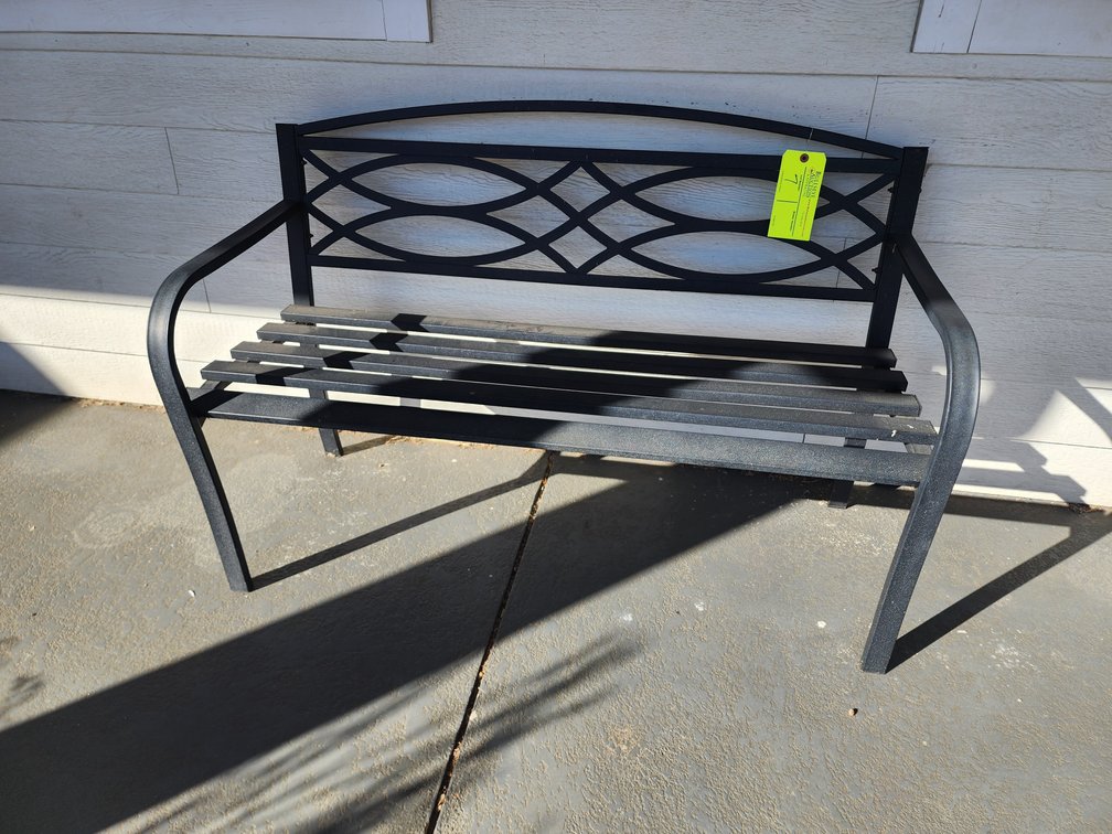 Metal Outdoor Bench, Approx. 50" W