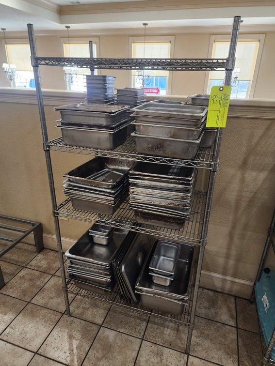 Metro Style Rack and Contents - Stainless Pans, Lids