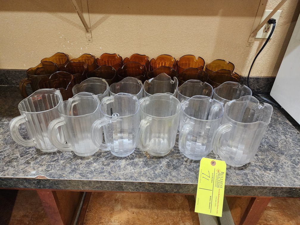 (25) Plastic Beverage Pitchers and (200+/-) Plastic Cups