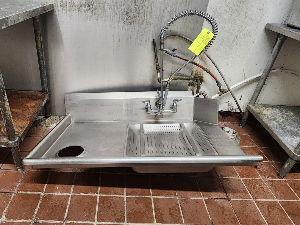 Stainless Dishwasher Prep Sink with Wash Wand, No Legs, Approx. 48" 
