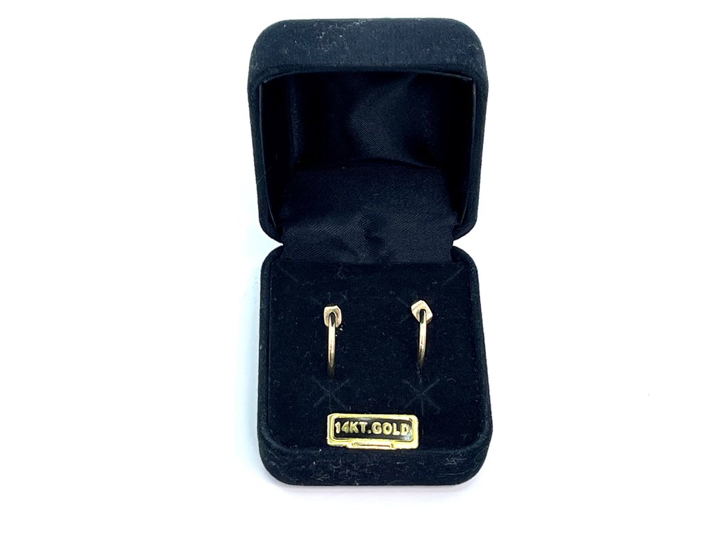 14K Yellow Gold Small Hoop Earrings, Classic Design