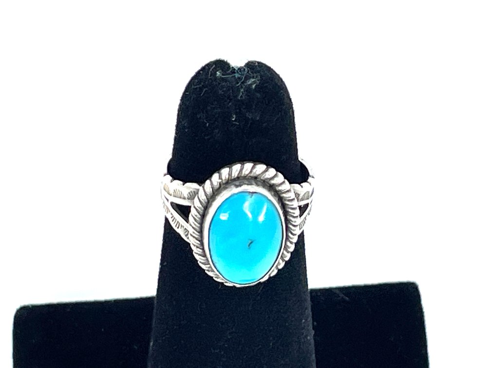 Sterling Silver Turquoise Women's Ring, Size 4, 4 Grams