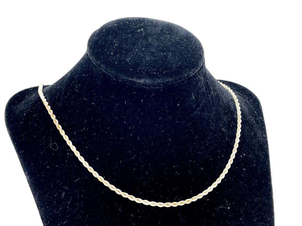 Sterling Silver Rope Chain Necklace Marked 925 Italy, Spring Clasp, 10.5 Grams