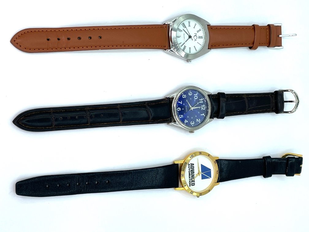 Lot of 3 Quartz Watches: PCA Stainless, Blue Military-Style, IMAGE Advanced Automation Gold