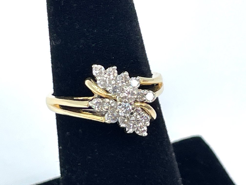 14K Yellow Gold Diamond Cluster Ring, 0.5ctw, Size 6.5, 4.0g, Hallmarked 14K P