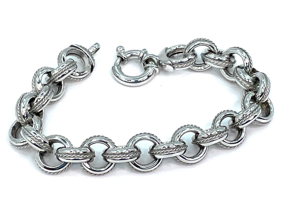 Milor Italy Sterling Silver .925 Bold Link Chain Bracelet, 25.4g, Spring Ring Clasp