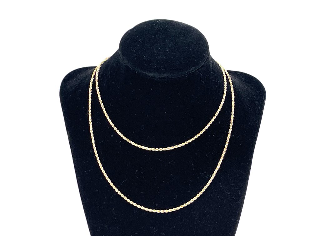 14K Gold Rope Chain Necklace, 30 Inch, 8.4g, Barrel Clasp
